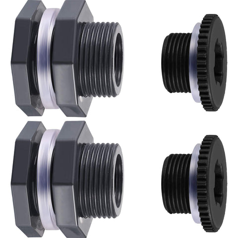 Outus bulkhead fitting with silicone seal gasket for a tight rain barrel connection.