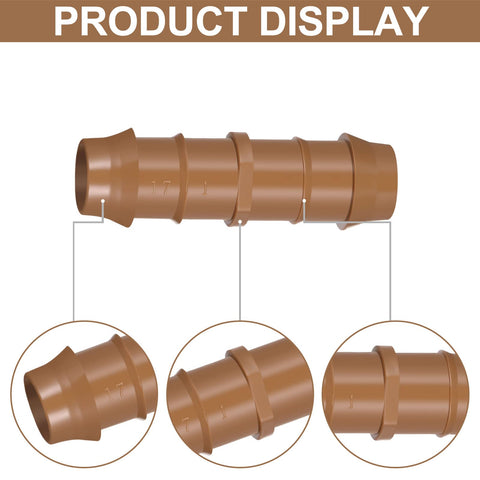 Outus drip coupling for leak-proof two-way tubing connections.