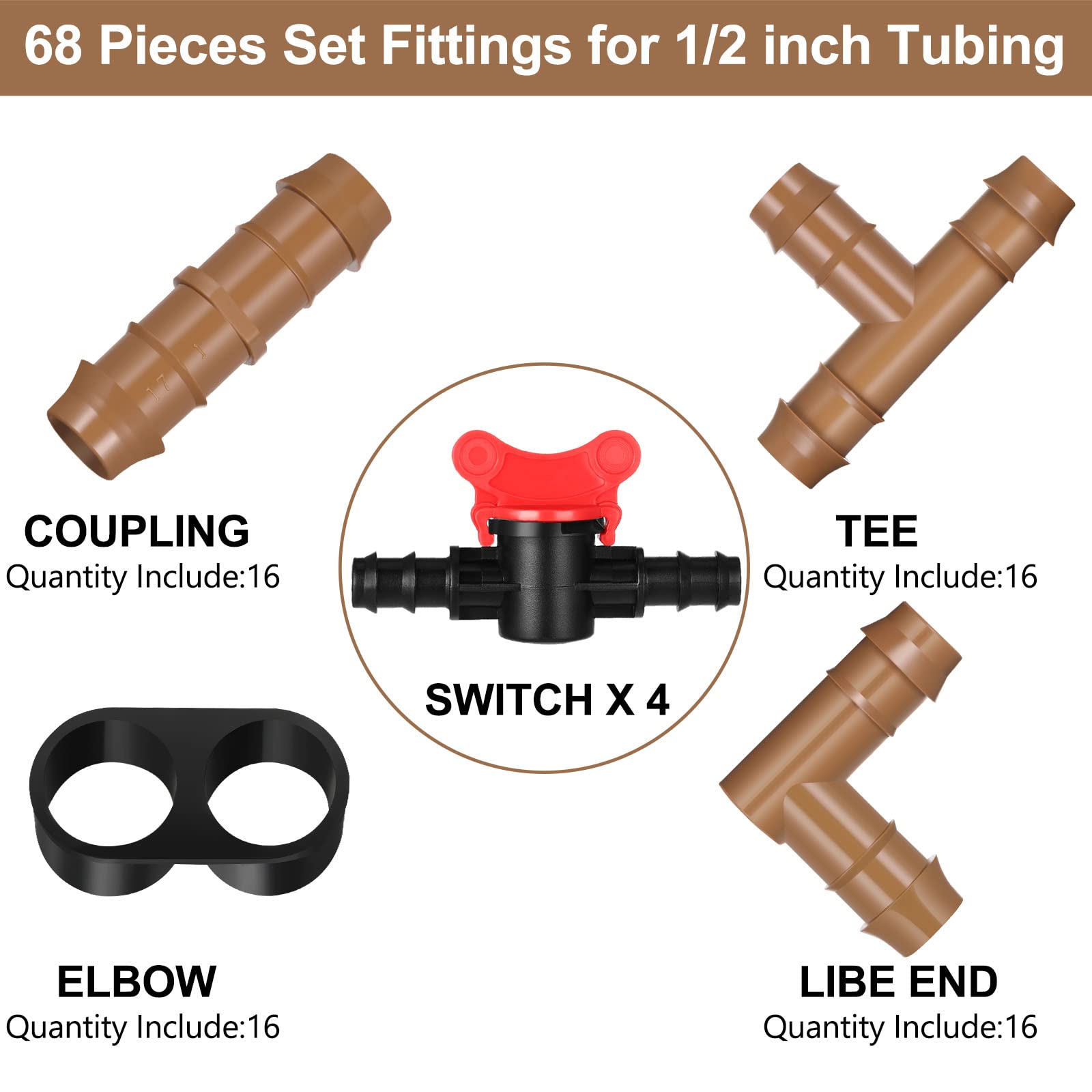 Outus drip tee connector enabling versatile two-branch garden irrigation.