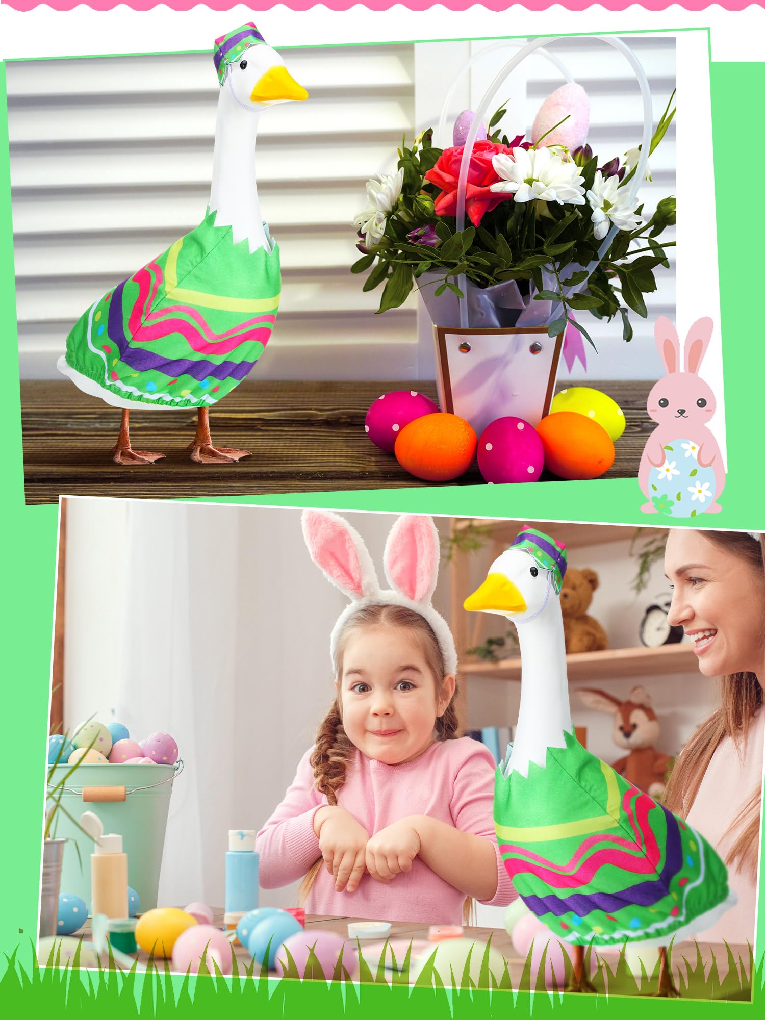 Outus Easter egg-themed outfit enhances seasonal lawn décor aesthetics