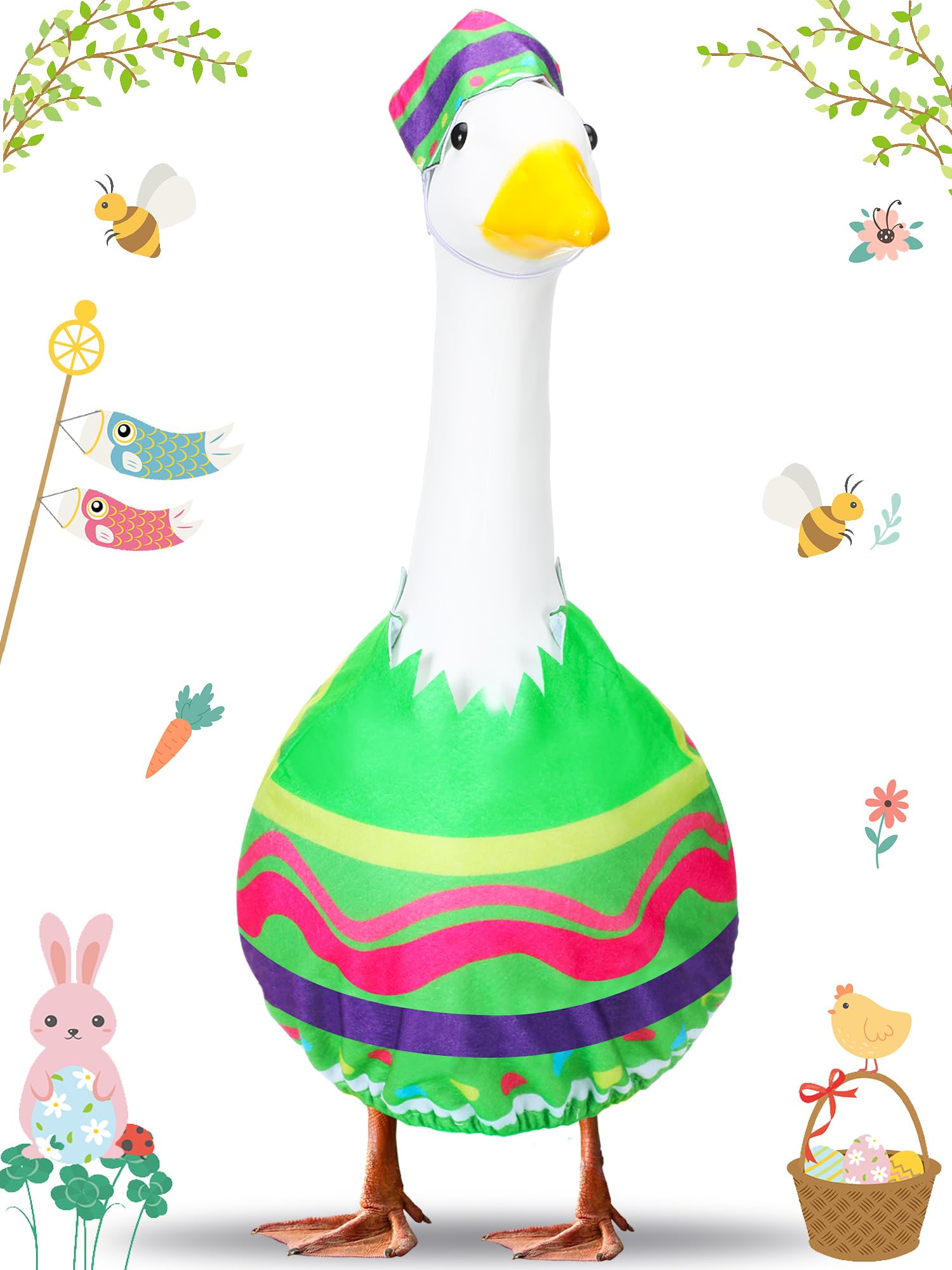 Outus Easter goose costume on porch goose for festive curb appeal