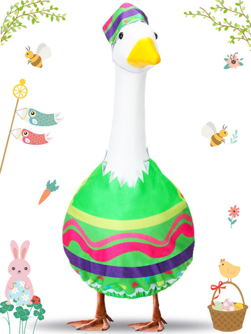 Outus Easter goose costume on porch goose for festive curb appeal