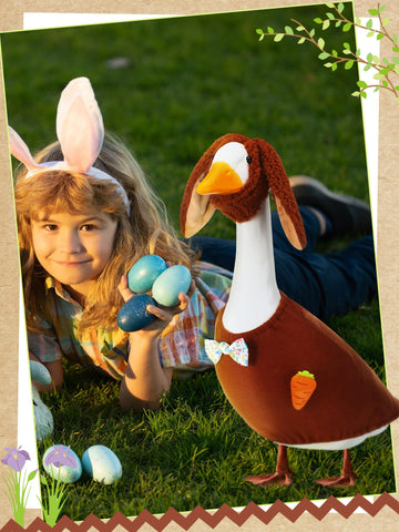 Outus bright colors design on goose statue enhances Easter decor