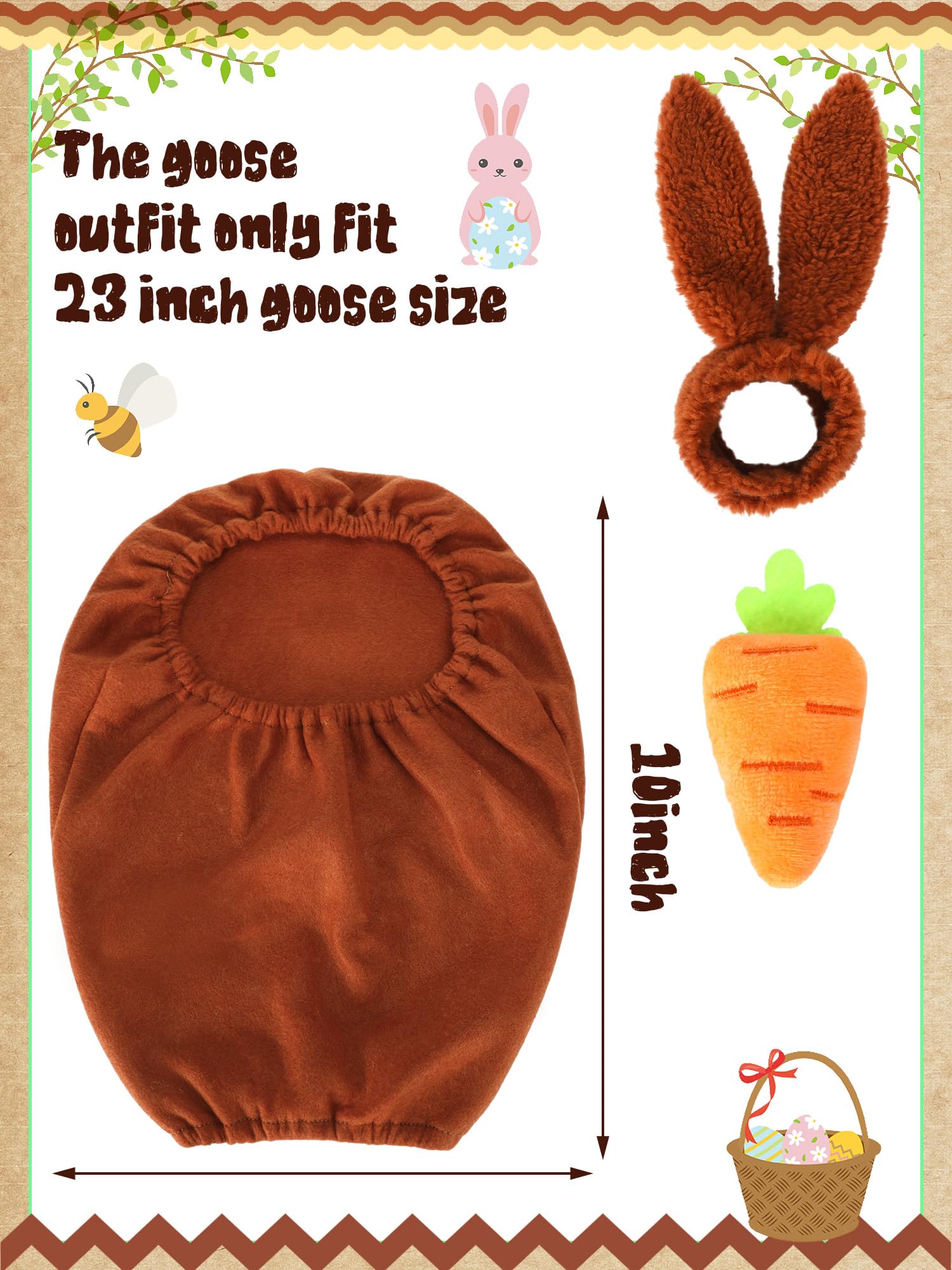 Outus Easter Goose Outfit bunny ears hat close-up on porch statue