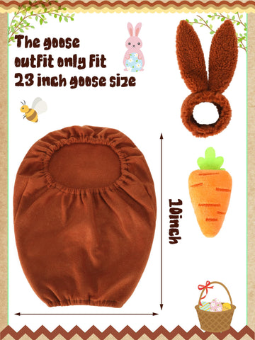 Outus Easter Goose Outfit bunny ears hat close-up on porch statue