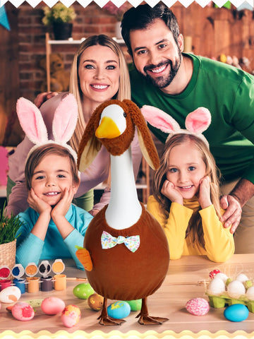Outus Easter Goose Outfit tie adds color and whimsy to garden display