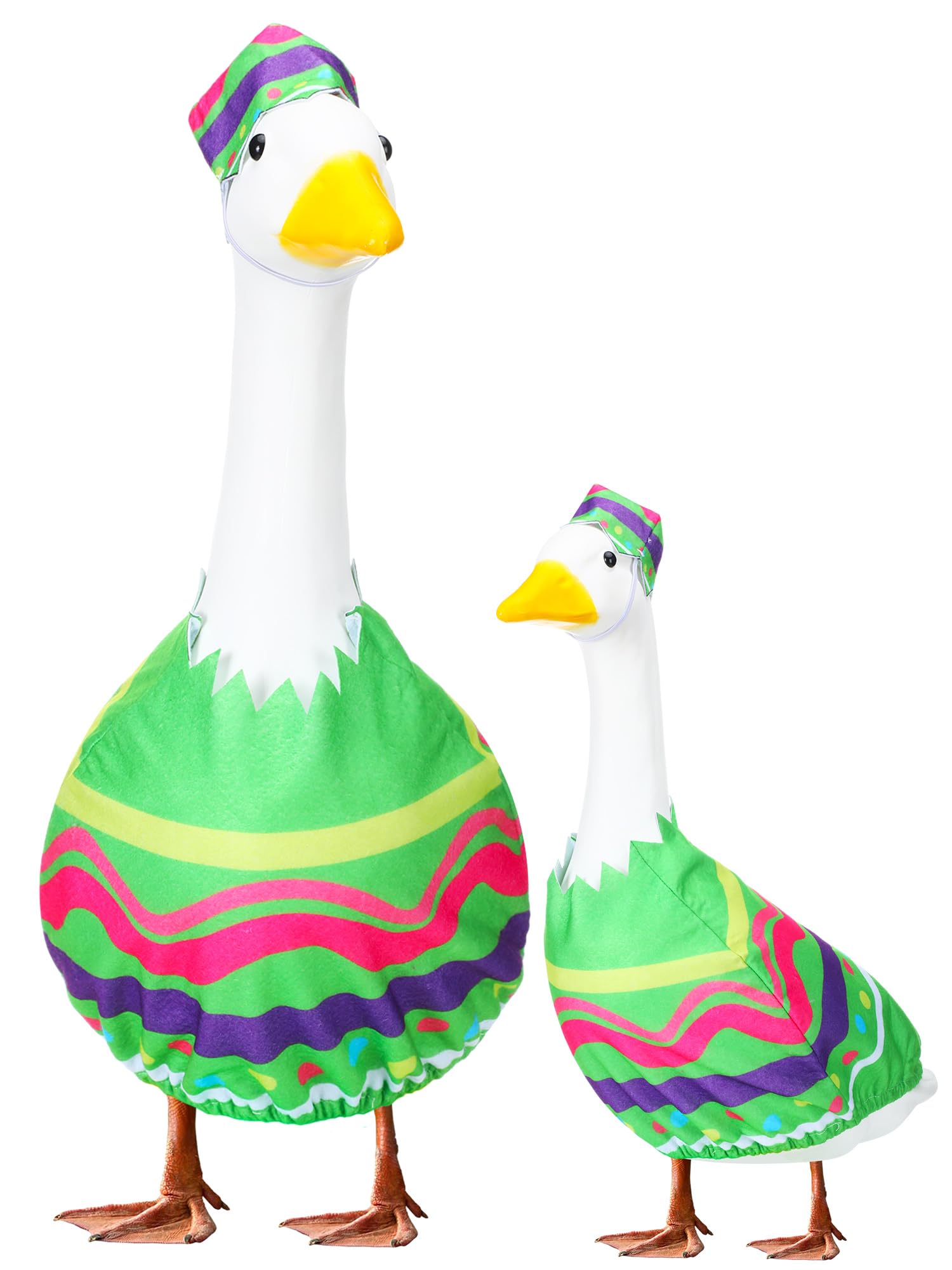 Outus goose costume setup for 23-inch statues outdoors