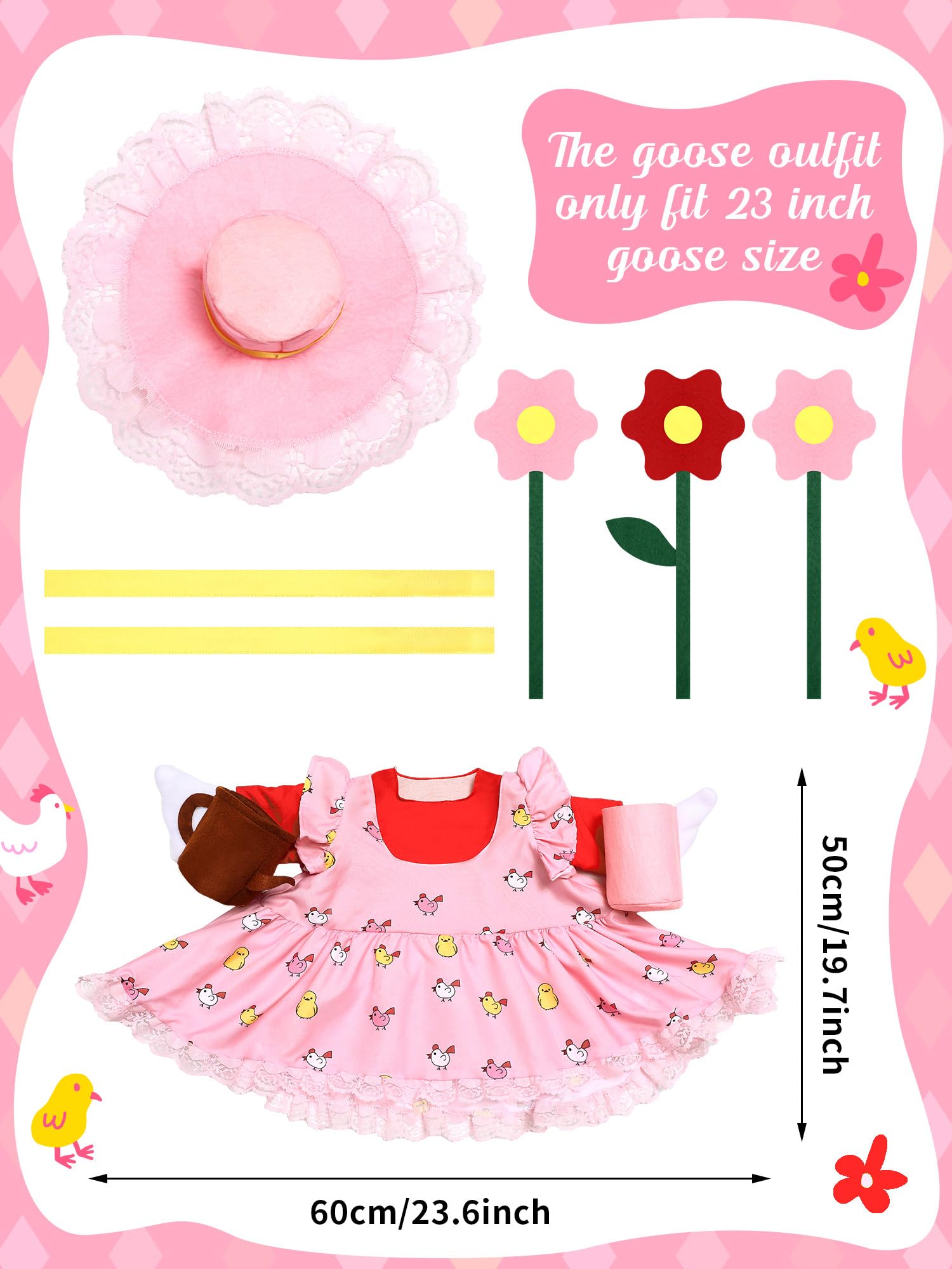 Outus Gardener Goose Outfits Set: small flower pot boosts decor detail on your porch goose.