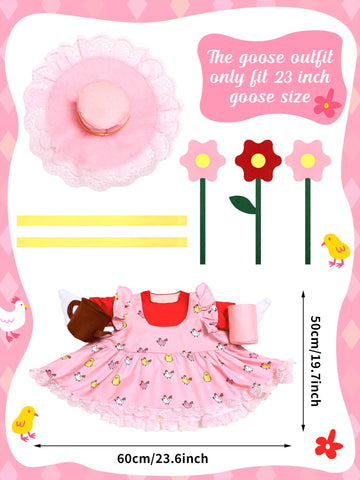 Outus Gardener Goose Outfits Set: small flower pot boosts decor detail on your porch goose.