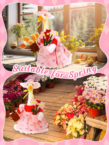 Outus Gardener Goose Outfits Set: sun hat adds whimsy and shade for sunny outdoor displays.