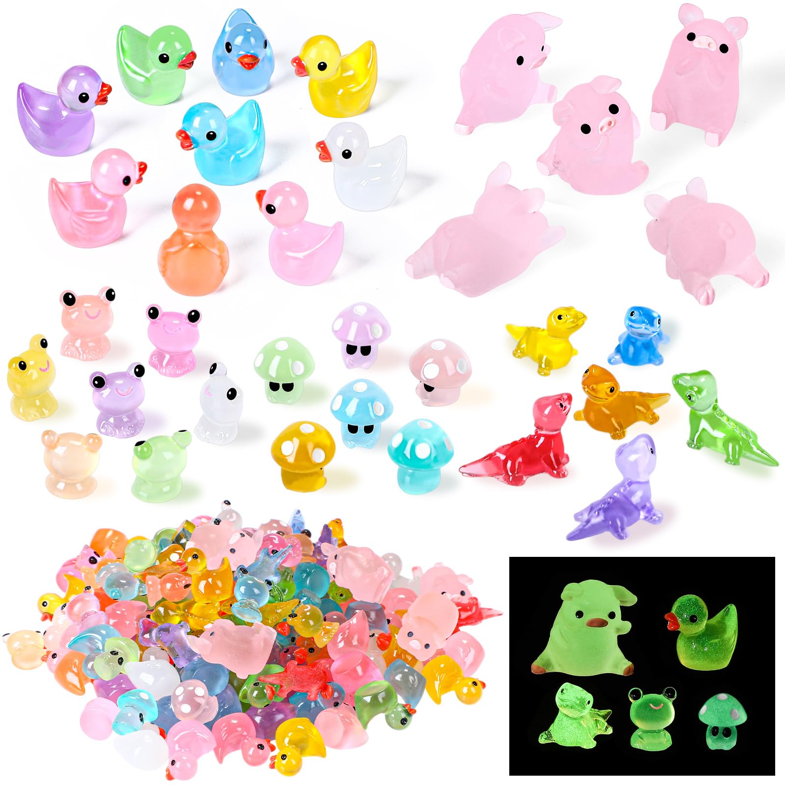Outus glow duck mini figurine glows in the dark for dollhouse decor