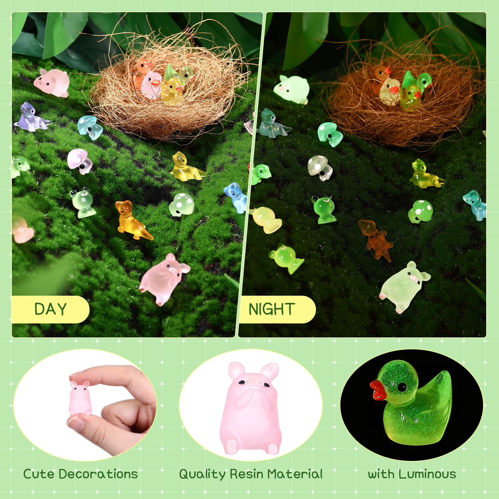 Outus glow frog miniature brightens indoor displays at night