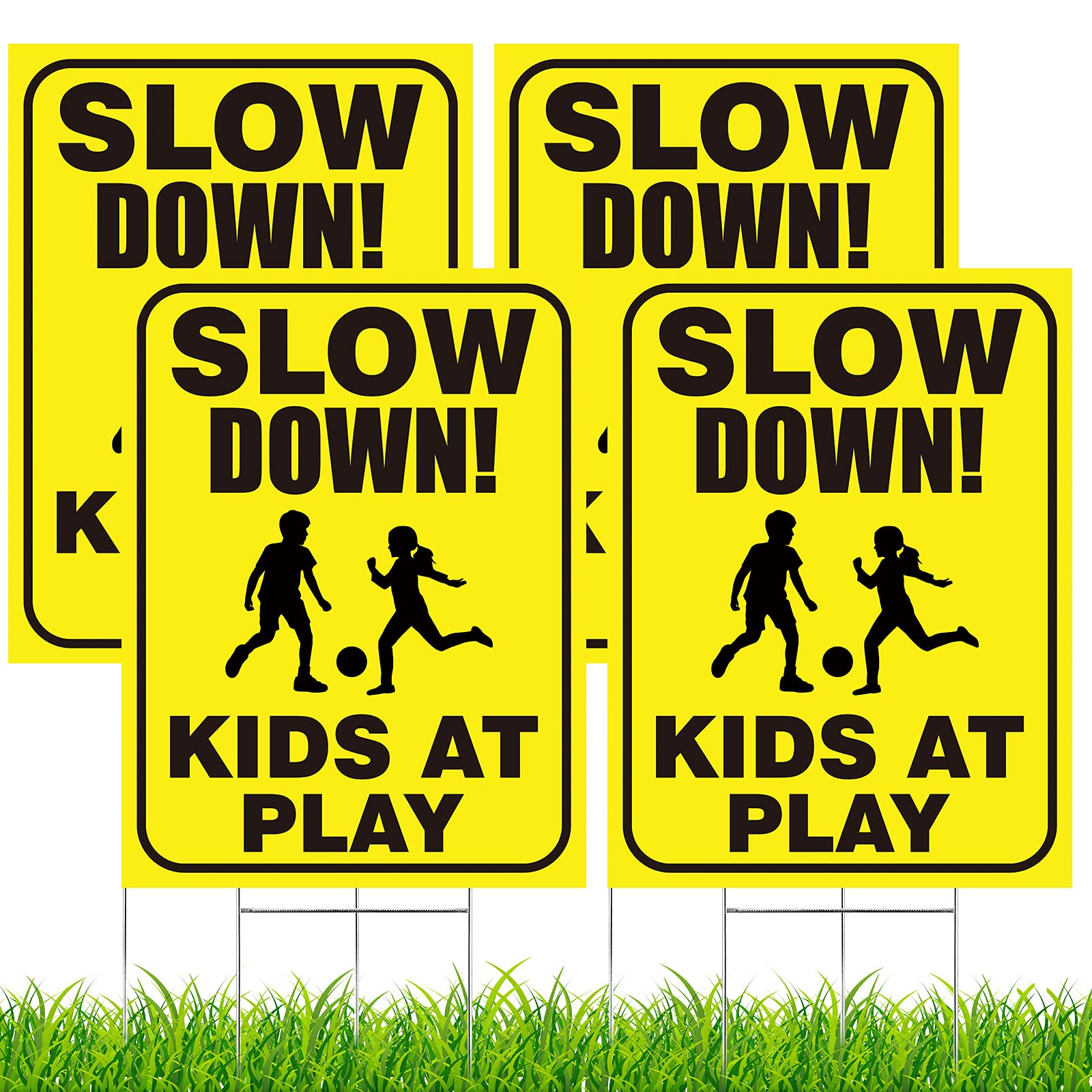 Outus Kids At Play Sign 12x16 yellow boosts visibility for drivers and pedestrians.