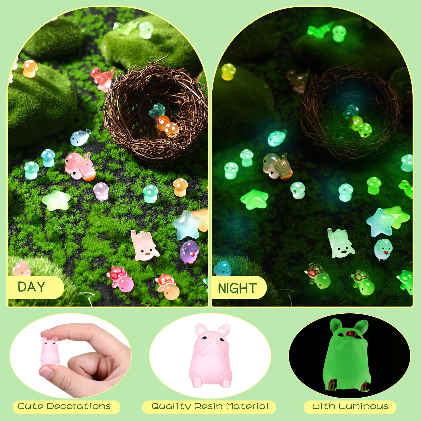 Outus mini resin animals dogs and pigs for cute tabletop accents.
