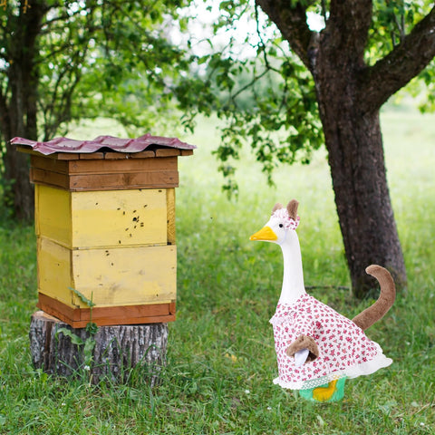 Outus old lady porch goose with glasses offers playful curb appeal for seasonal decor