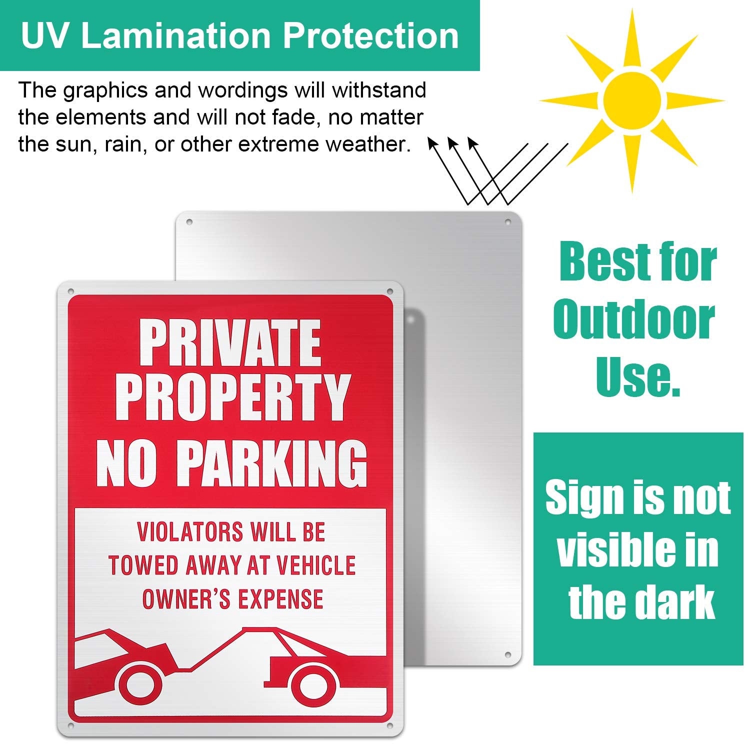 Outus private property no parking sign clearly notes violators will be towed.