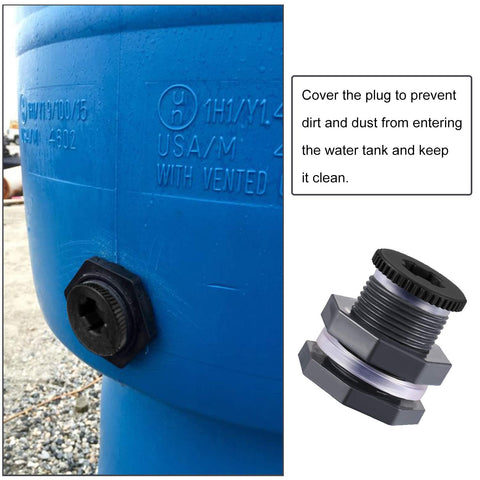 Outus rain barrel bulkhead assembly in action for tank-to-tube connections.