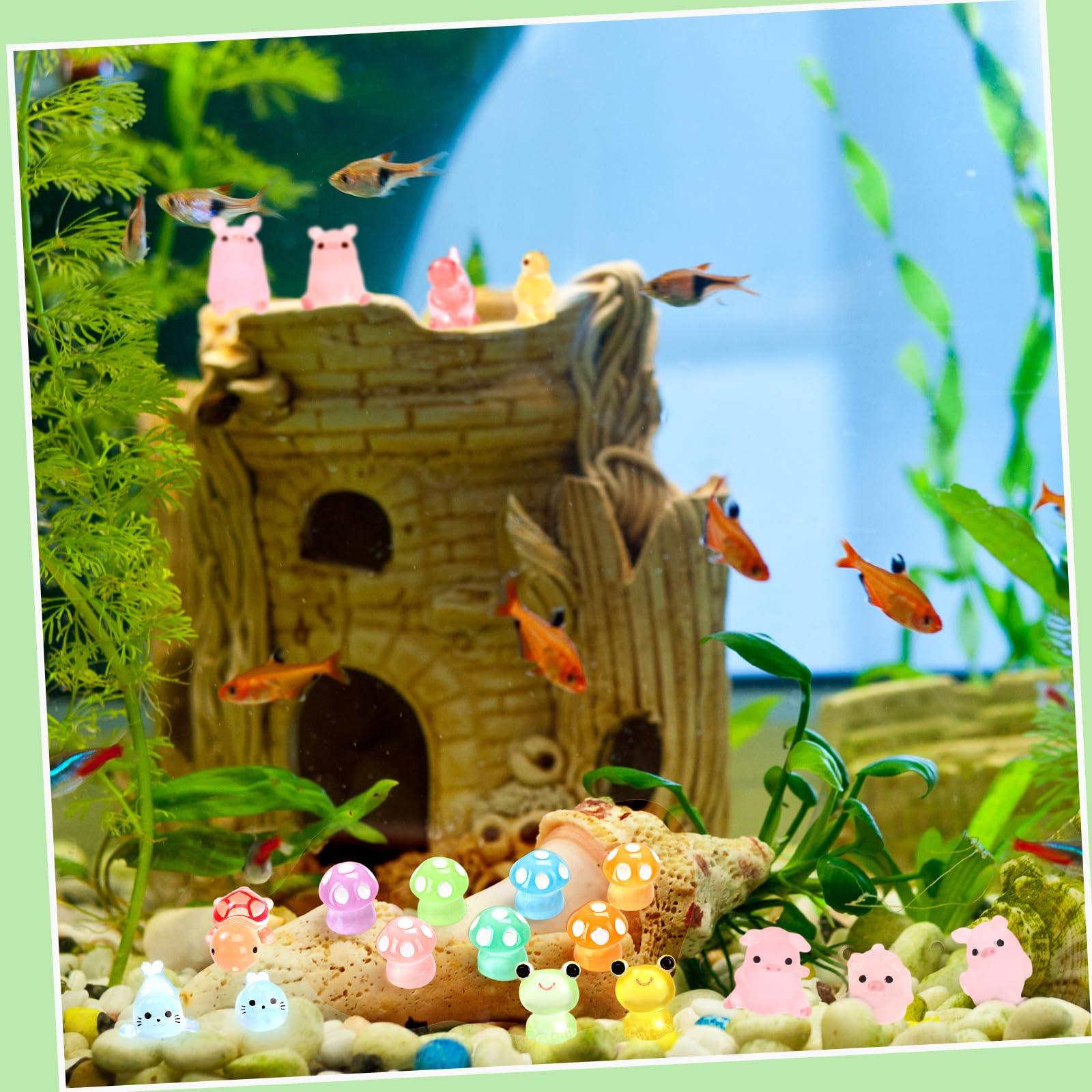 Outus starfish and turtles for water-friendly displays and aquarium moss scenes.