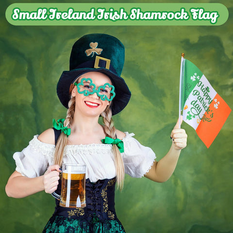 Outus St Patrick's Day flags on sticks ideal for garden or pot displays