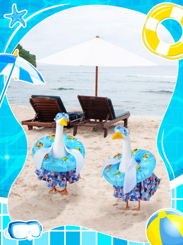 Outus goose outfit in garden scene offers versatile styling for outdoor statues