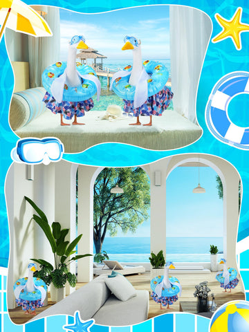 Outus goose outfit swimming ring creates a whimsical poolside focal point