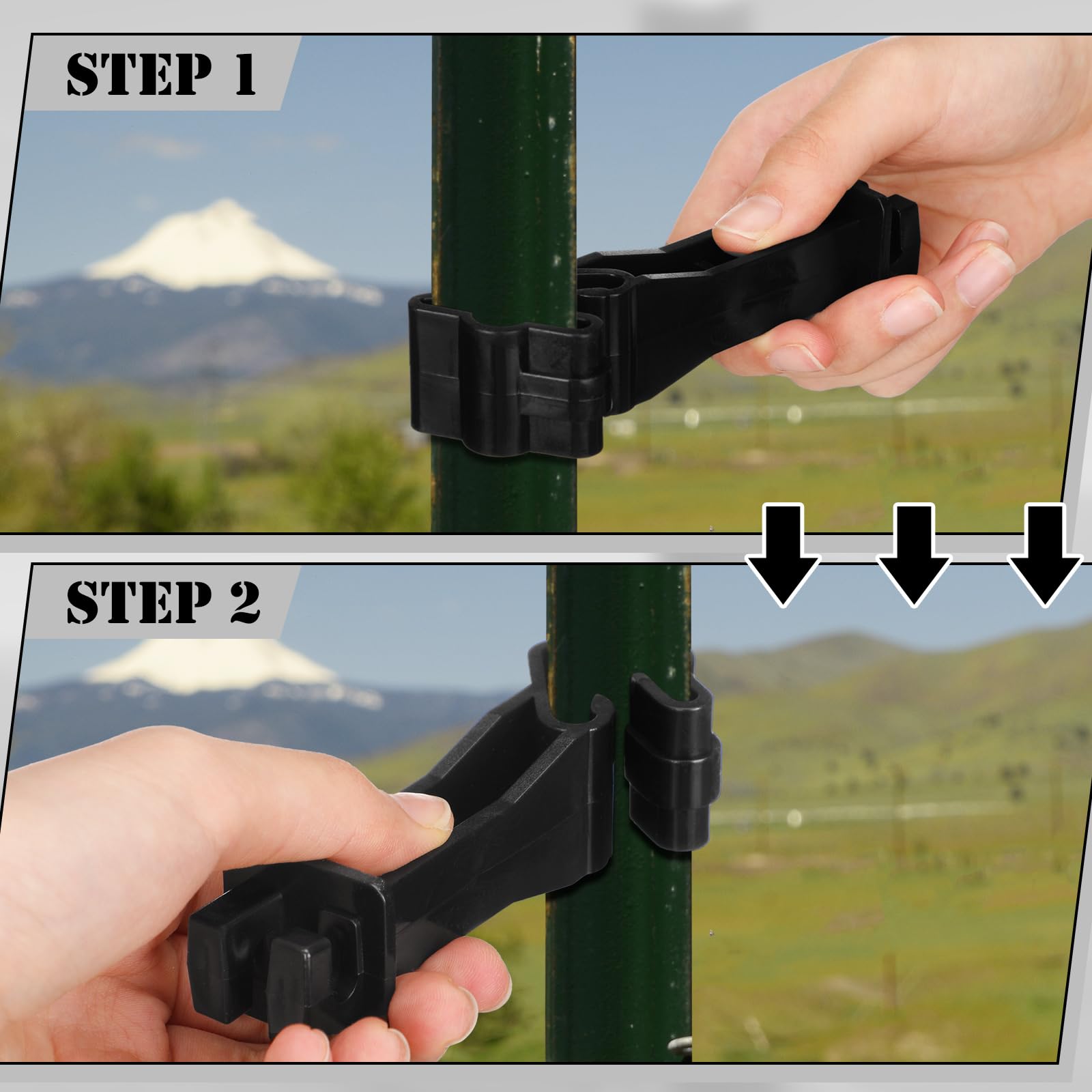 Outus snap-fit T-post extender installs quickly without tools.