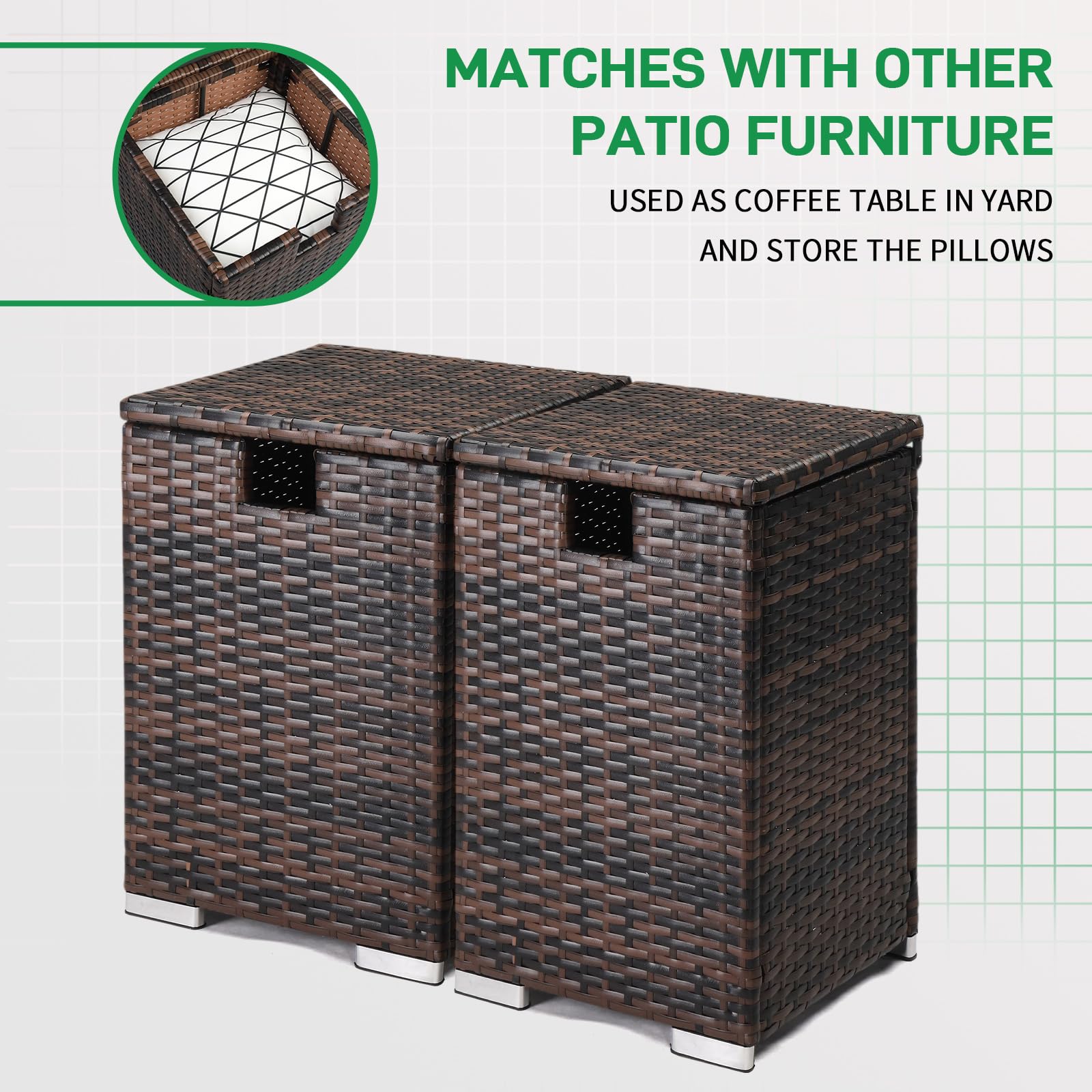Outvita outdoor storage table resists water and sun, helping color stay vibrant.