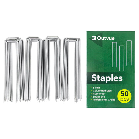 OutVue 6-inch landscape stakes safeguard weed barriers and garden edges.