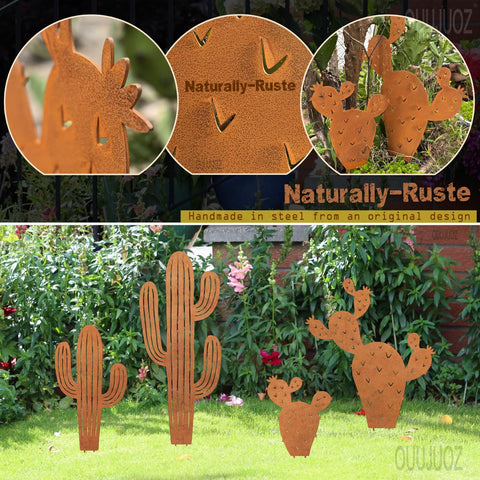 Desert steel yard art by OUUJUOZ enhances curb appeal with sculptural desert vibes.