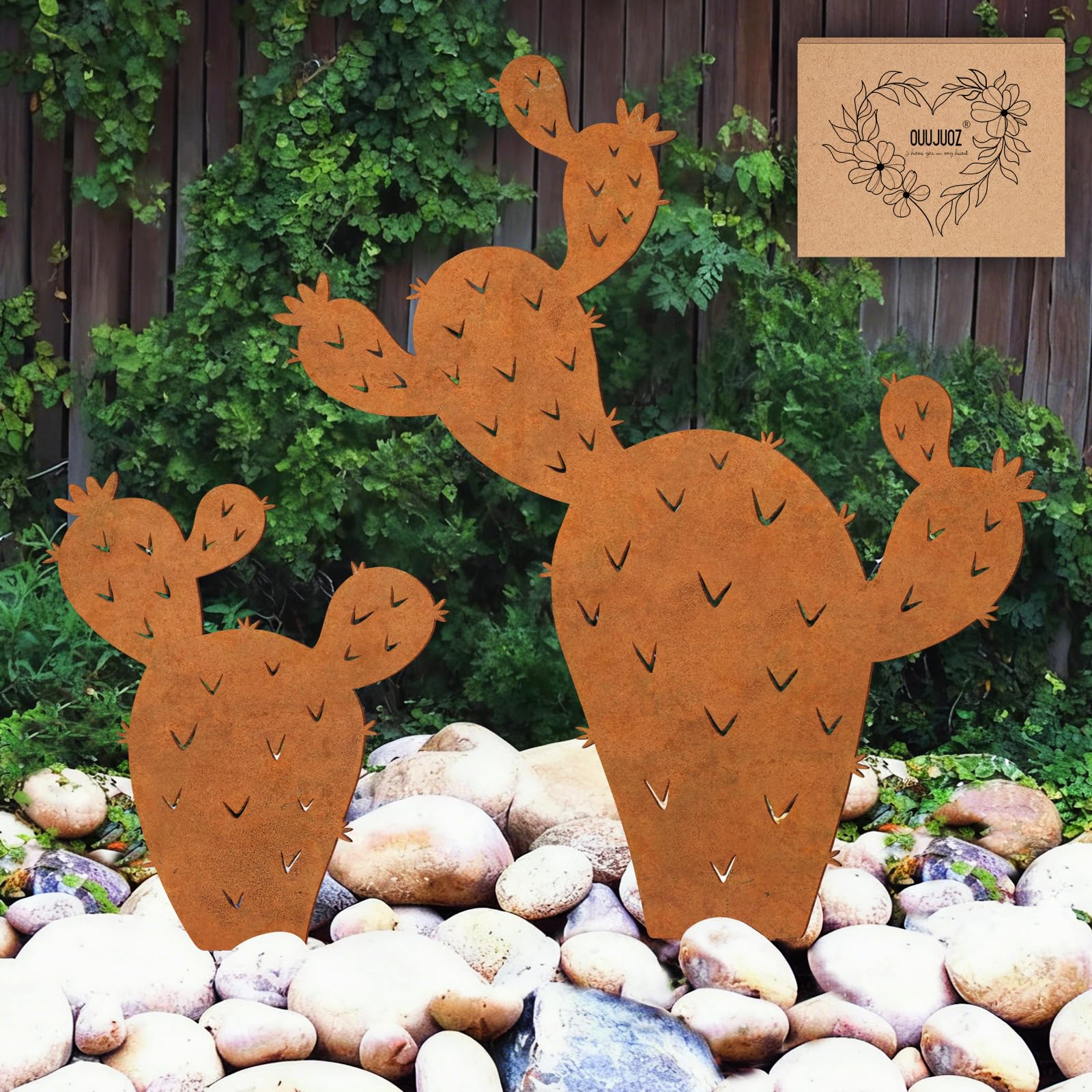 OUUJUOZ metal cactus decor, large size, adds a bold focal point to outdoor gardens.
