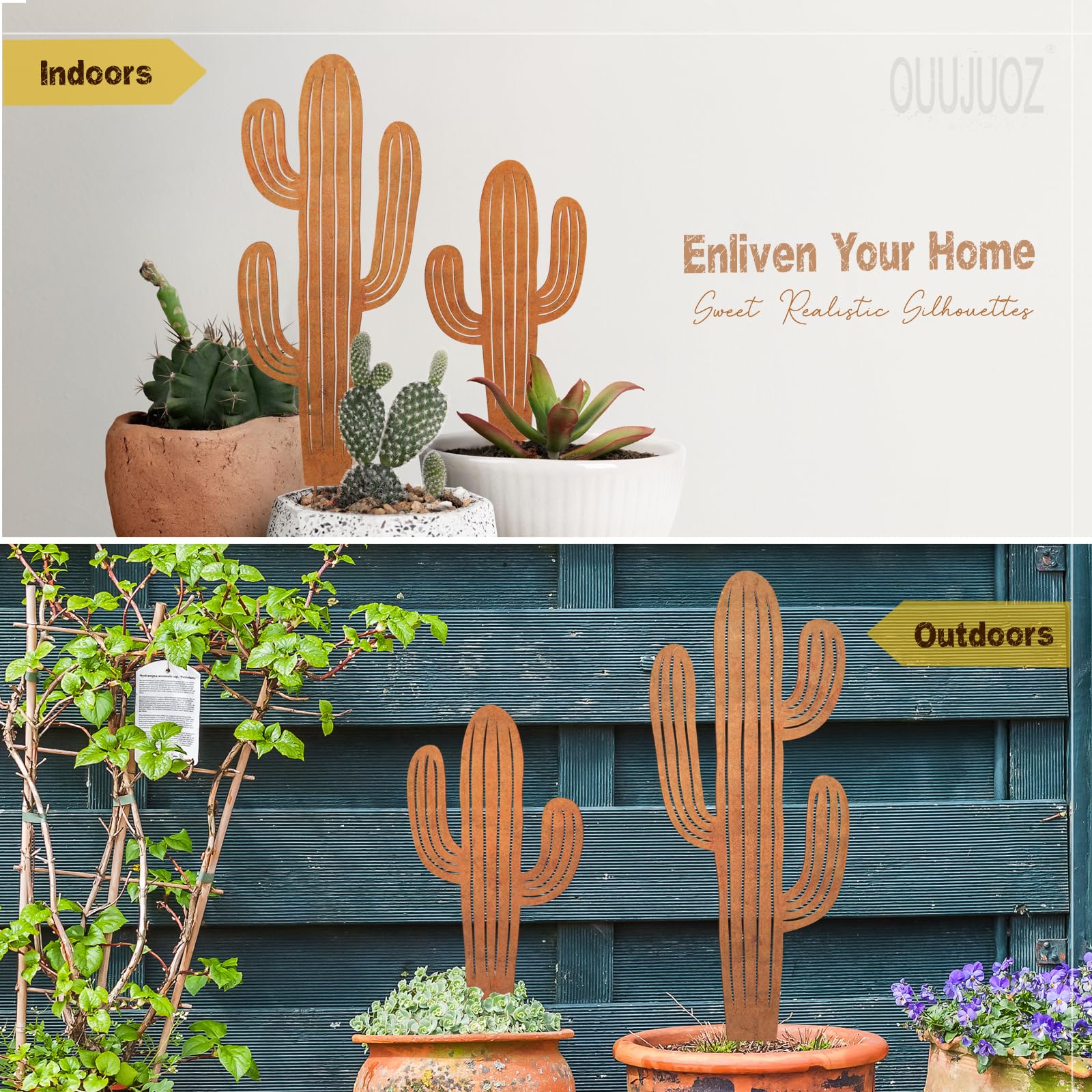 OUUJUOZ metal cactus small outdoor decor for compact spaces.