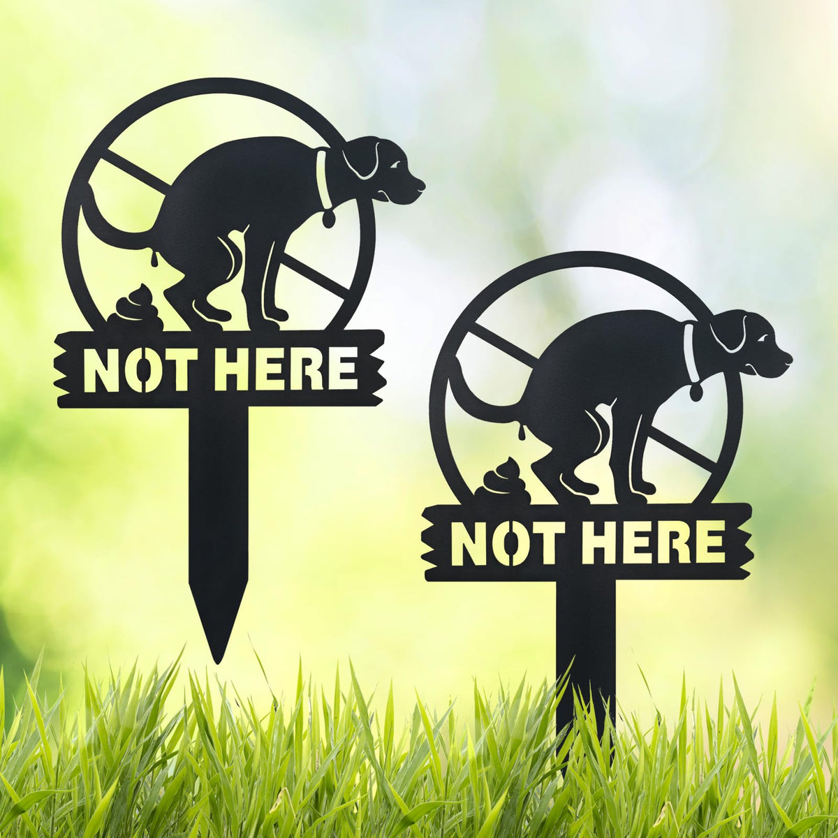 OUUJUOZ No Dog Poop Sign for Yard clearly marks a poop-free zone.