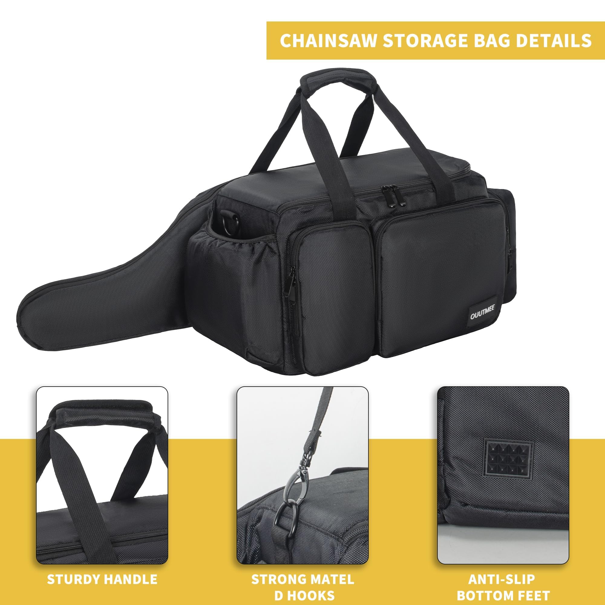 OUUTMEE chainsaw bag side pockets store tools and consumables neatly