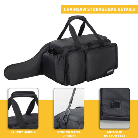 OUUTMEE chainsaw bag side pockets store tools and consumables neatly