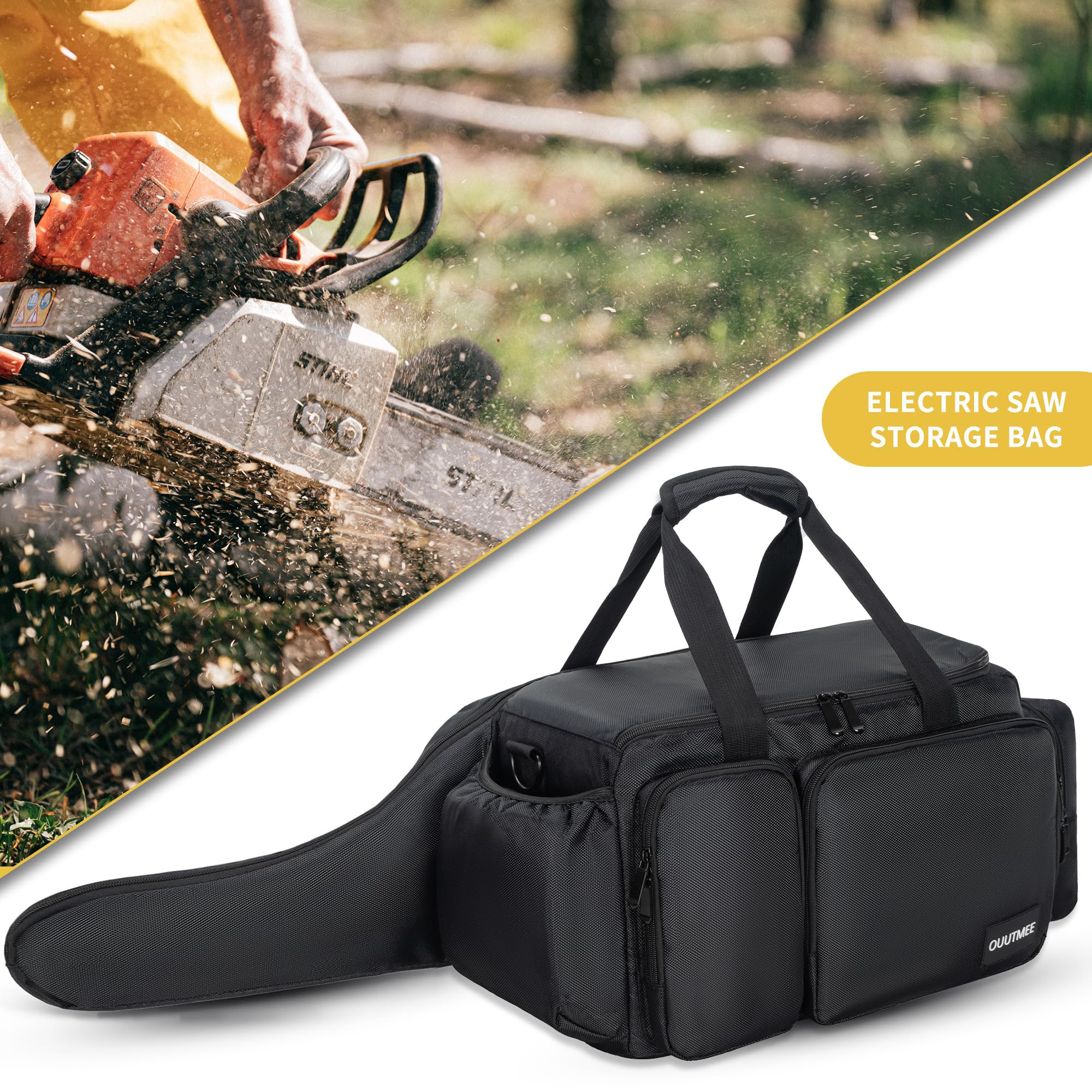 OUUTMEE chainsaw carrying case cushioned handle for comfortable grip