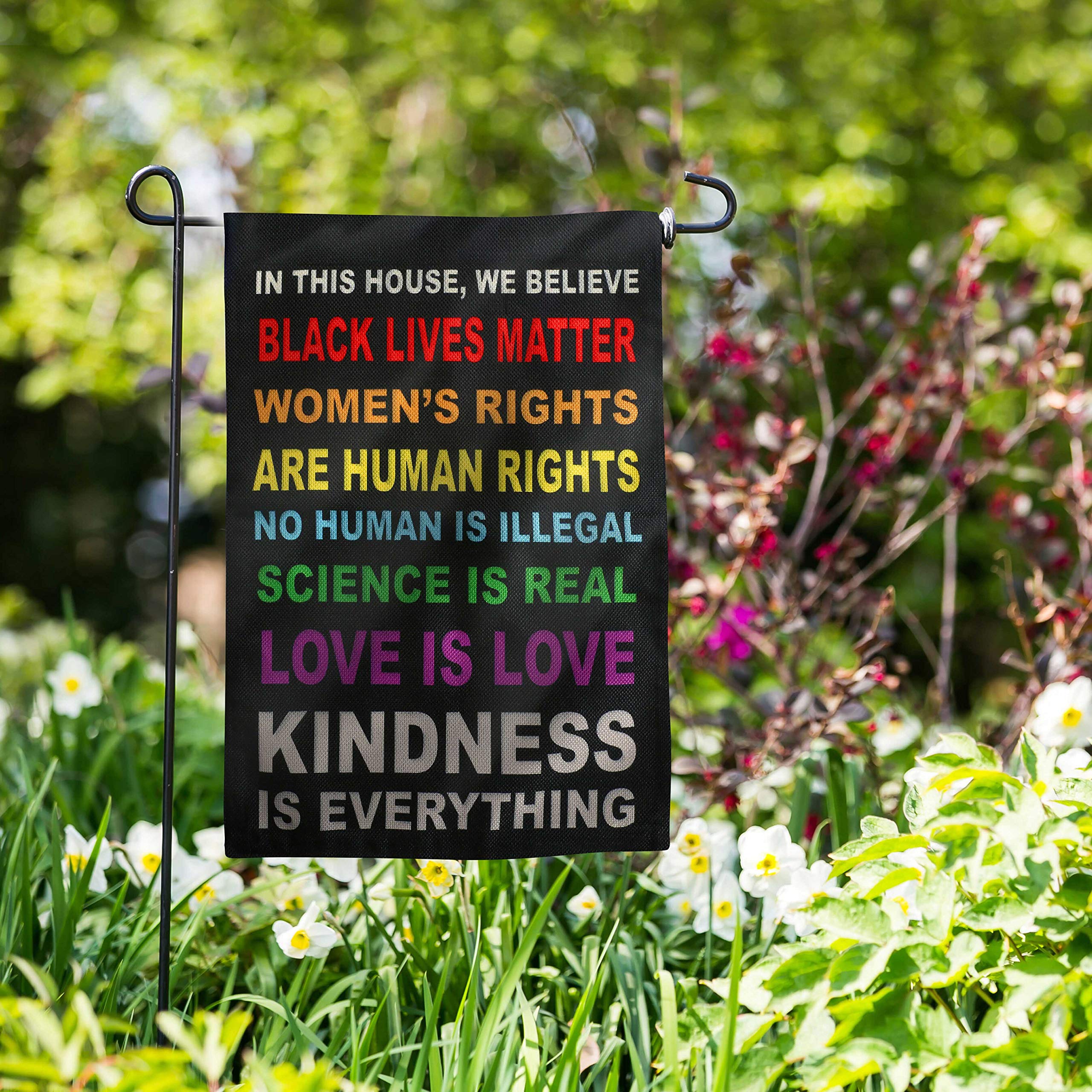 OUXIOAZ Pride flag garden banner supports equality and community in outdoor spaces.