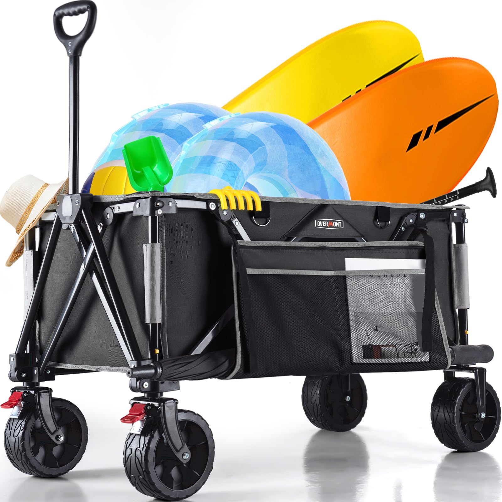 Overmont large capacity supports carrying gear in one trip.