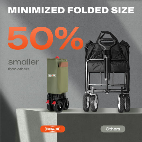 Overmont wagon with four all-terrain wheels for smooth outdoor transport