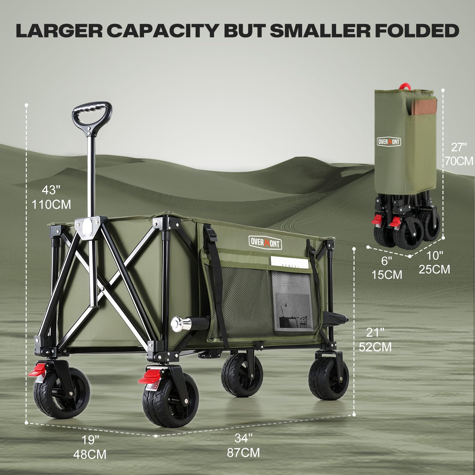 Overmont wagon side pocket holds long items for organized trips