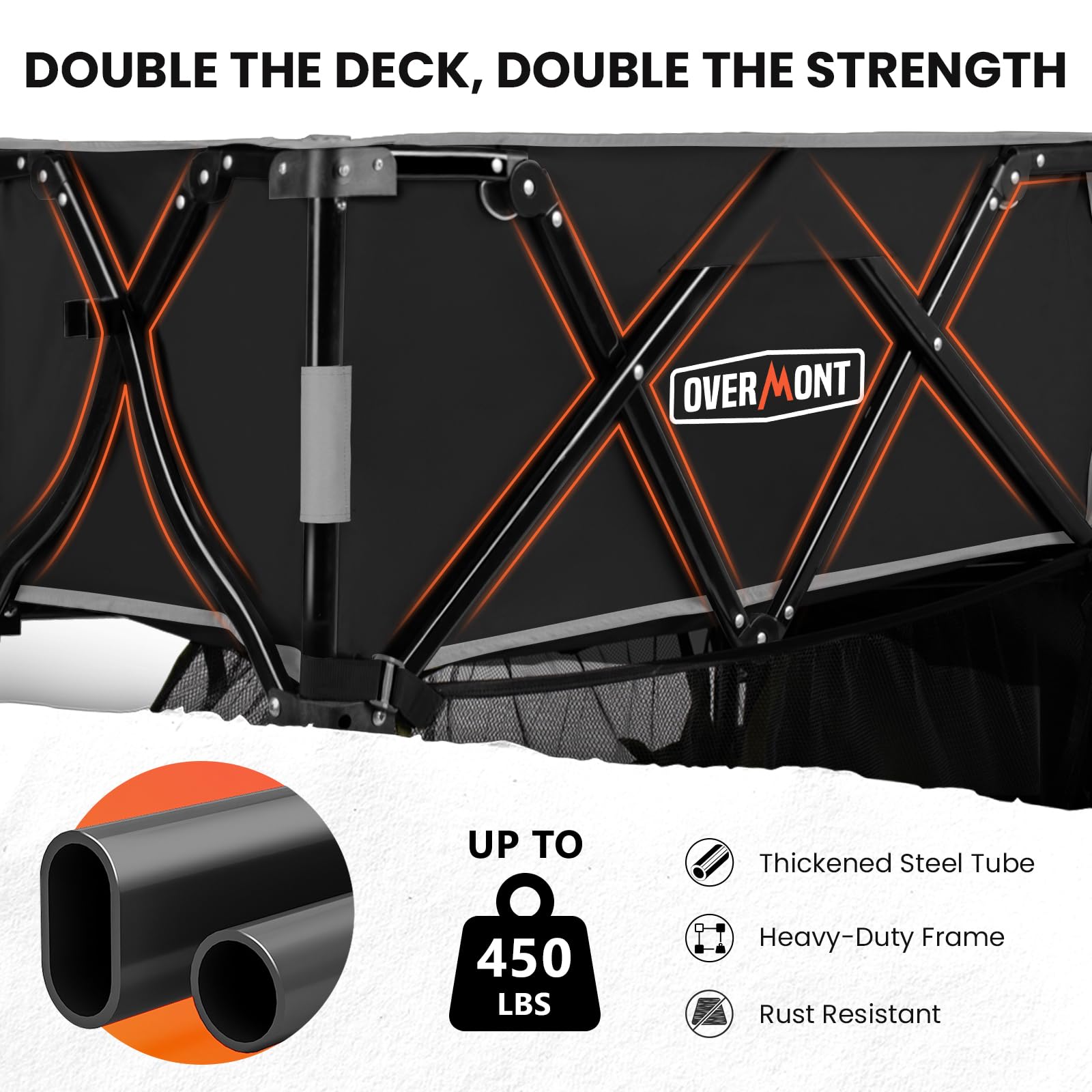 Overmont extended lower shelf measures 47.2 inches for long items.
