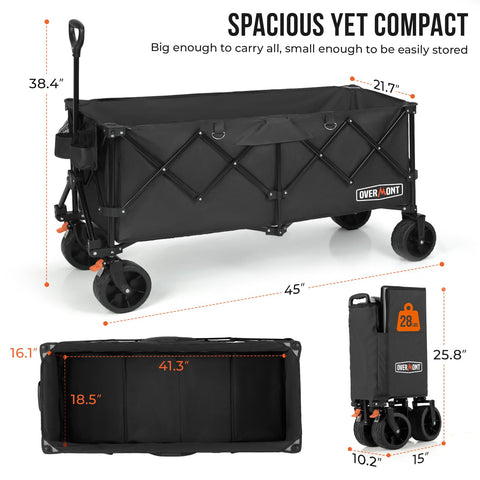 Overmont front-wheel brakes improve stability on slopes and uneven ground.