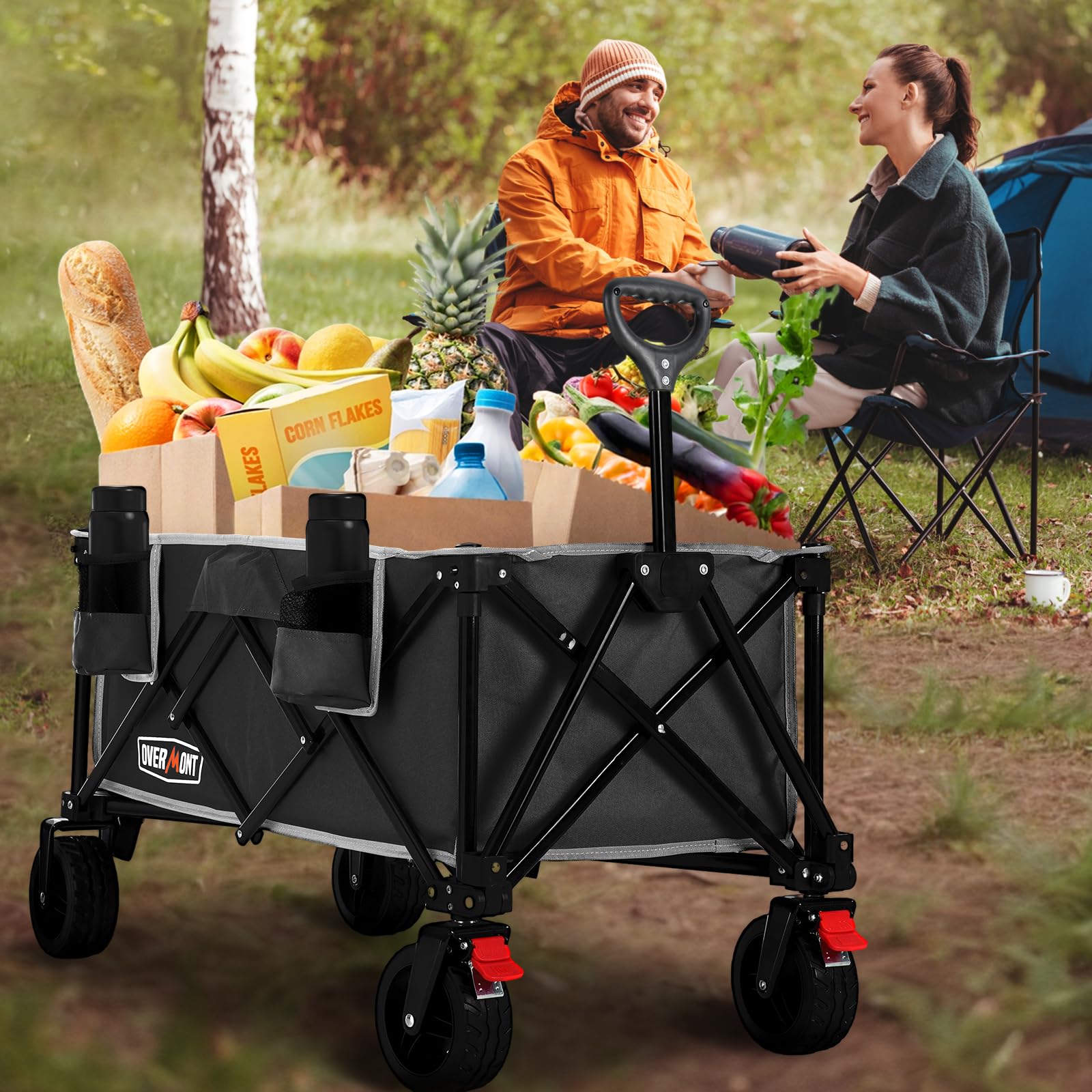 Overmont compact storage fits into a car trunk or garage.
