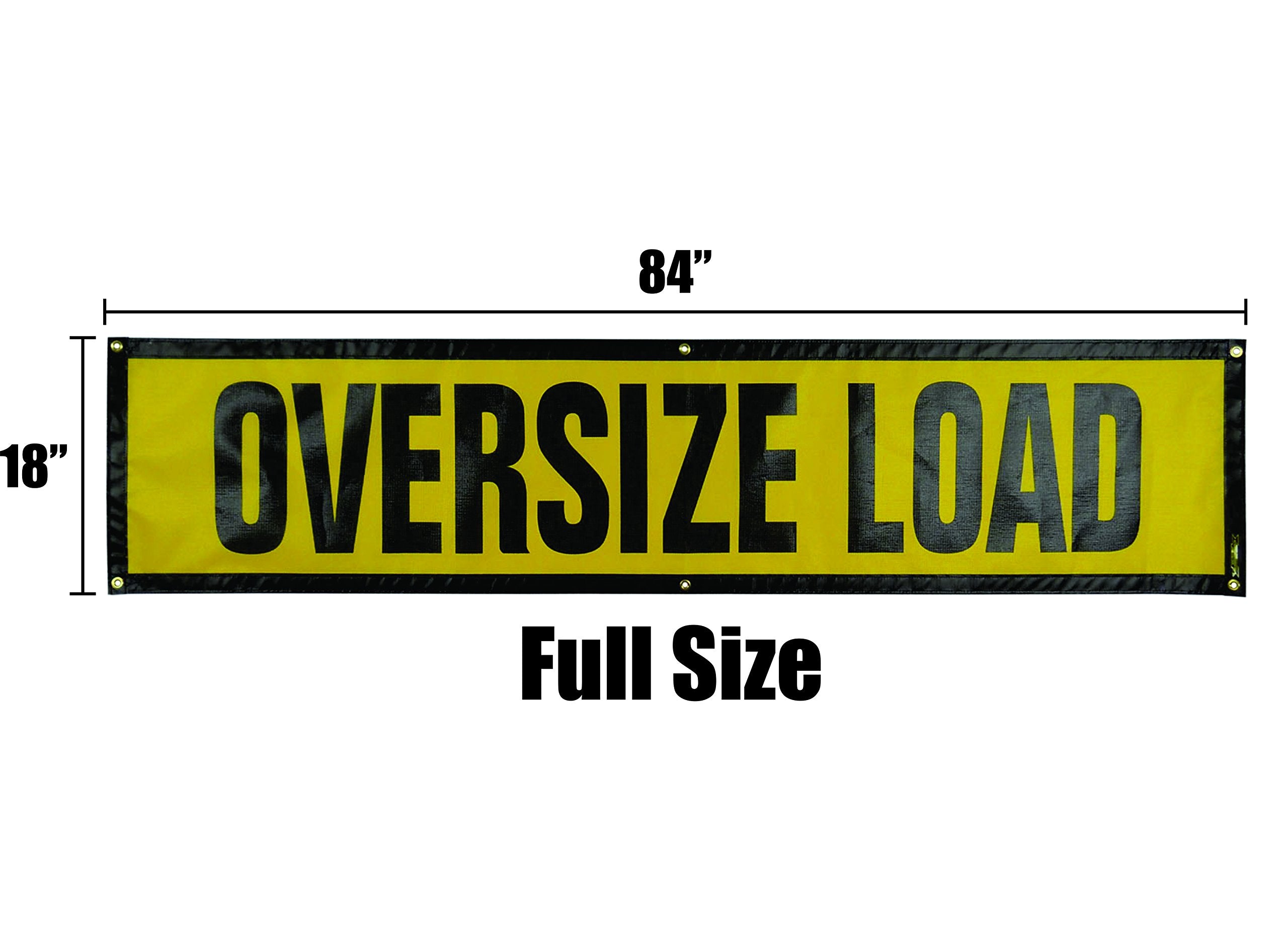 Oversize Warning Sign vinyl-mesh detail highlights breathable, durable material.