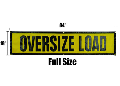 Oversize Warning Sign vinyl-mesh detail highlights breathable, durable material.