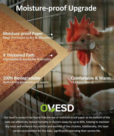 OVESD 3x-thick pads promote dry nests and calm hens.