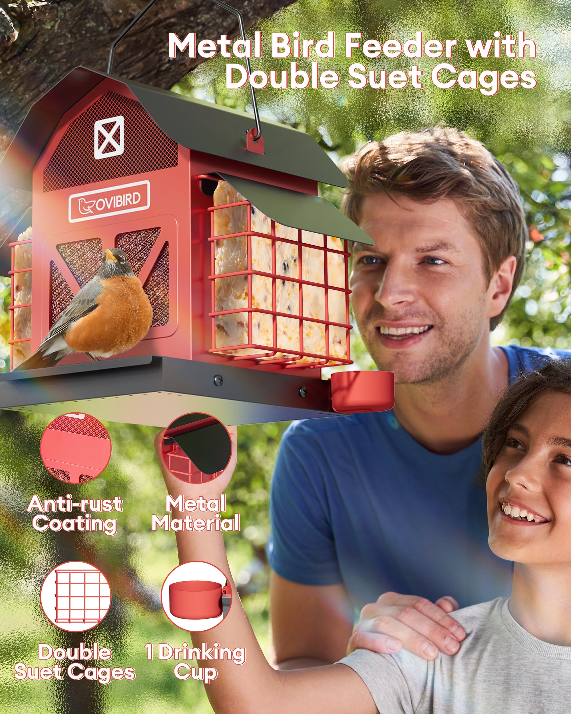 OVIBIRD anti-sway ring minimizes movement during feeding sessions.