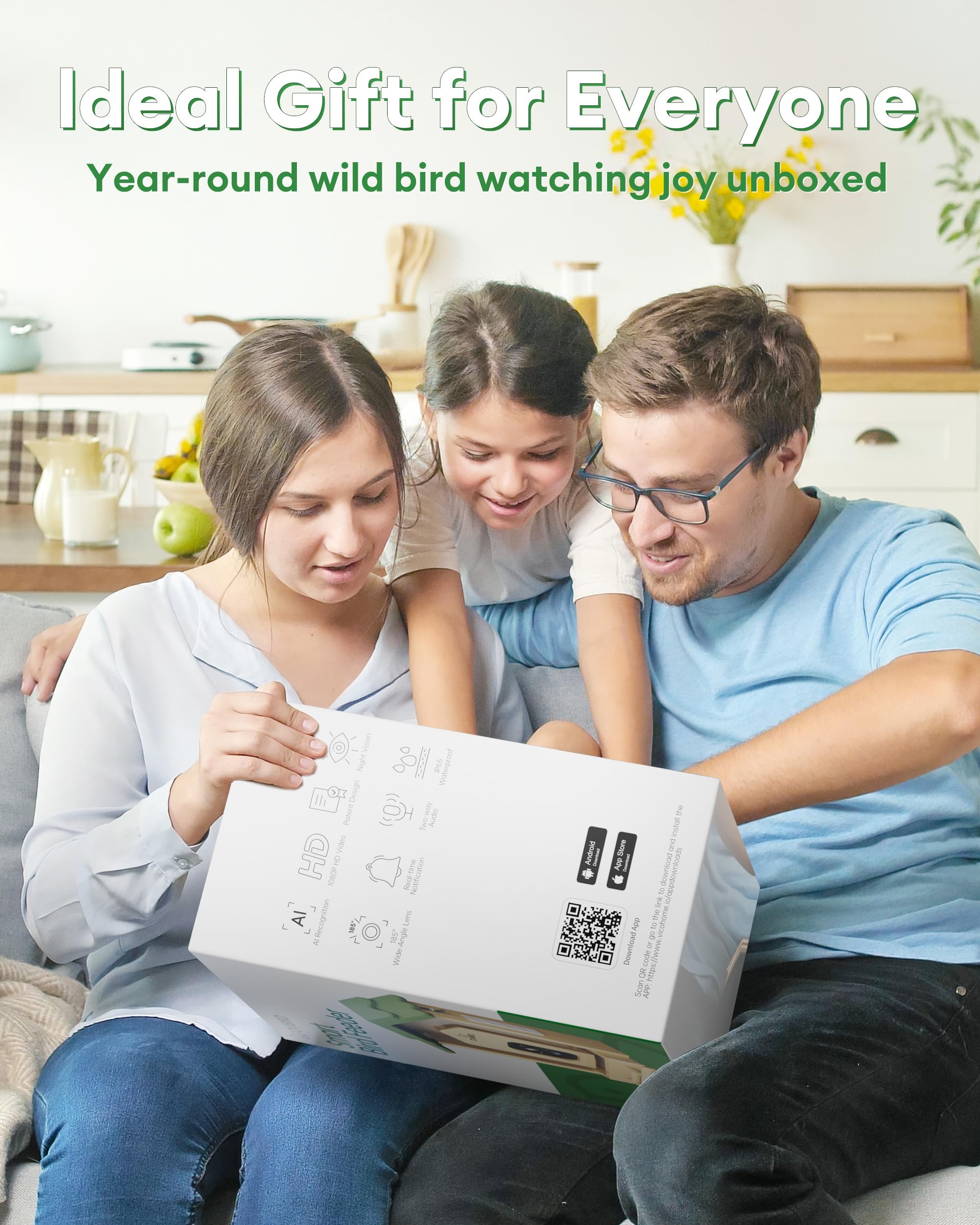 OVIBIRD night vision illuminates dusk visits for clear recordings.