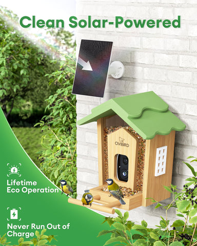 OVIBIRD solar panel and battery powering extended bird-watching sessions.
