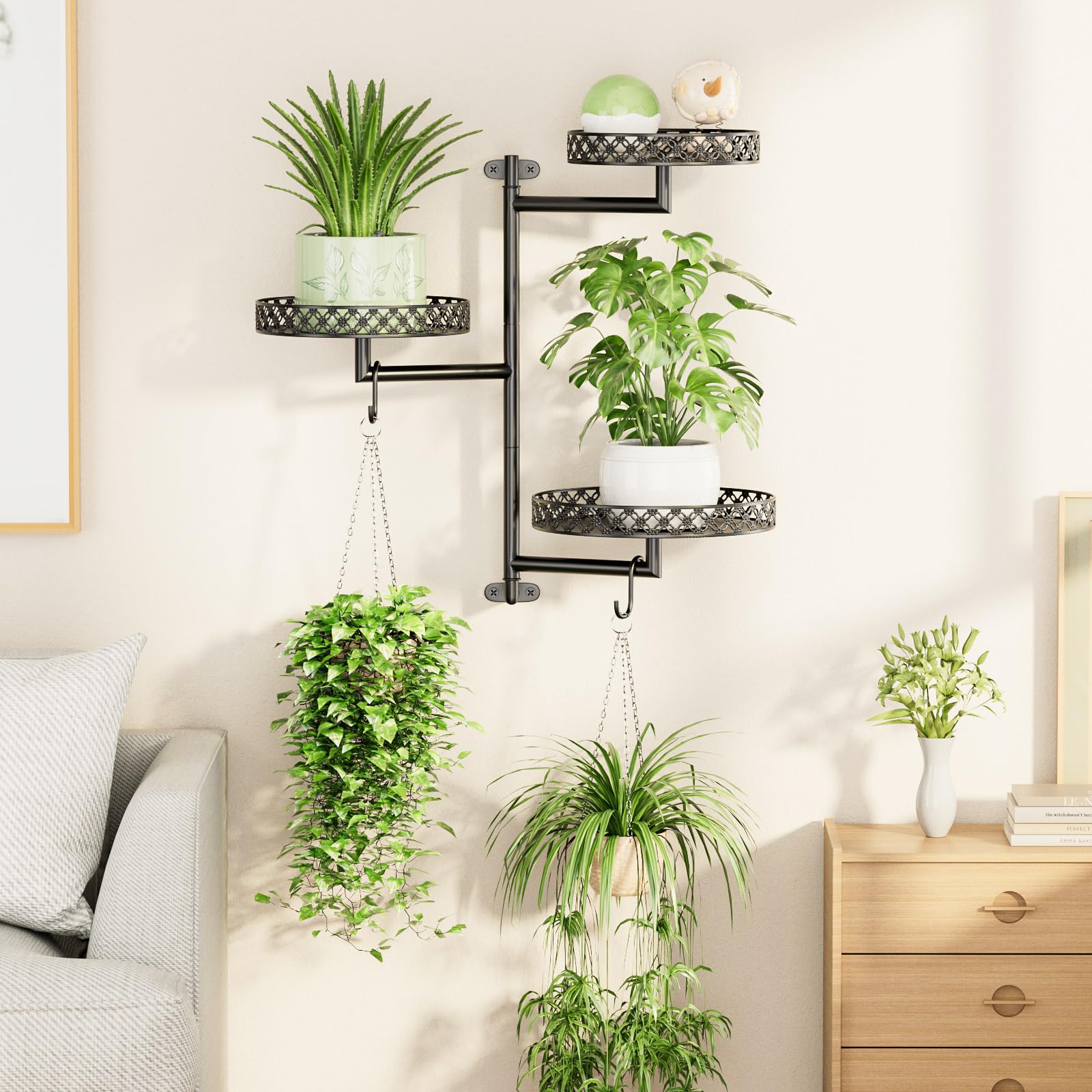 OVICAR included hanging hooks support easy planter placement.