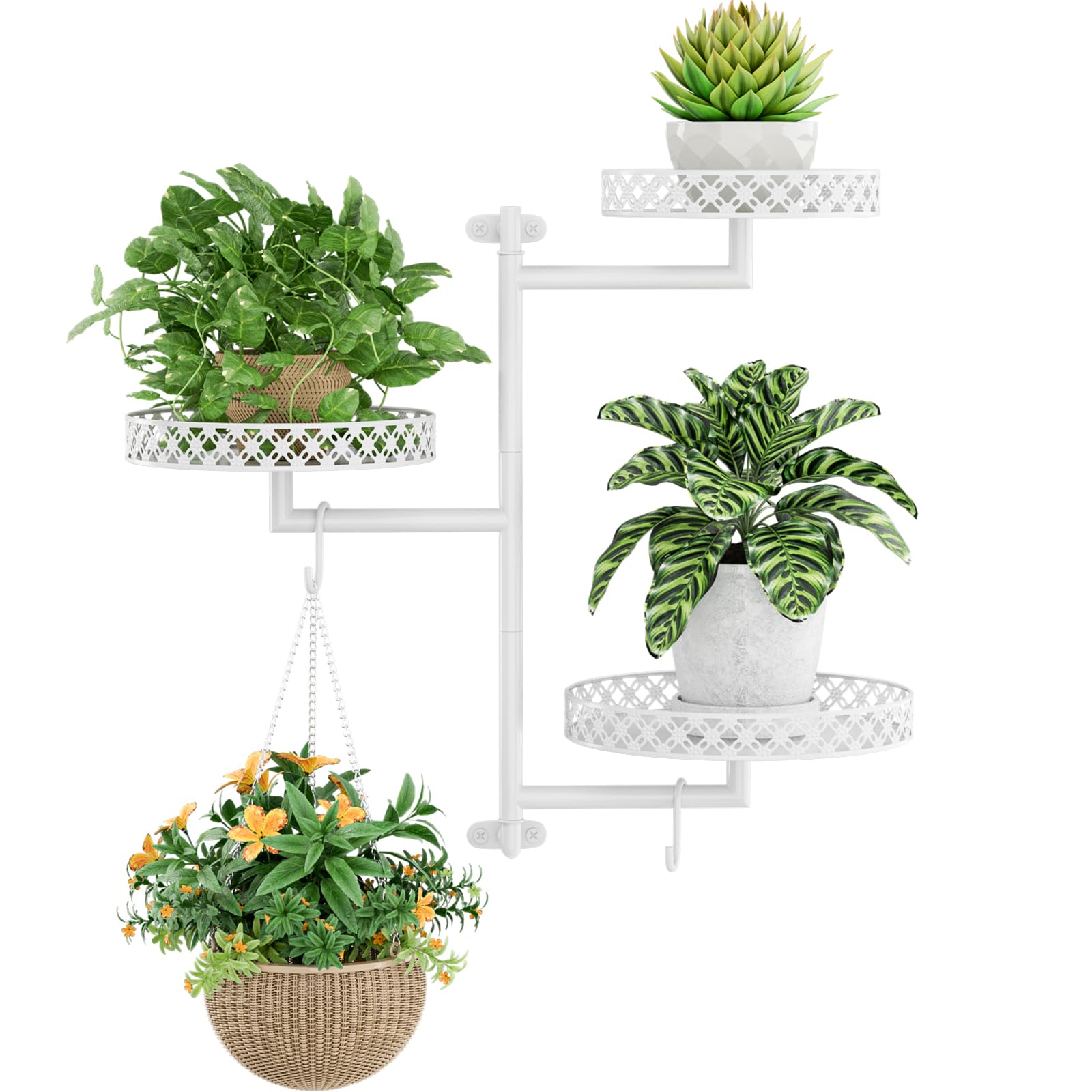 OVICAR rotating window shelves show a 3-tier system for sun-loving plants.